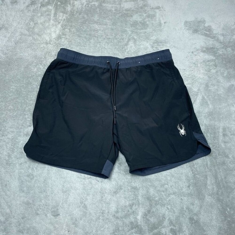 Spyder Mens Swim Shorts XL Black Elastic Waist Lightweight a0833